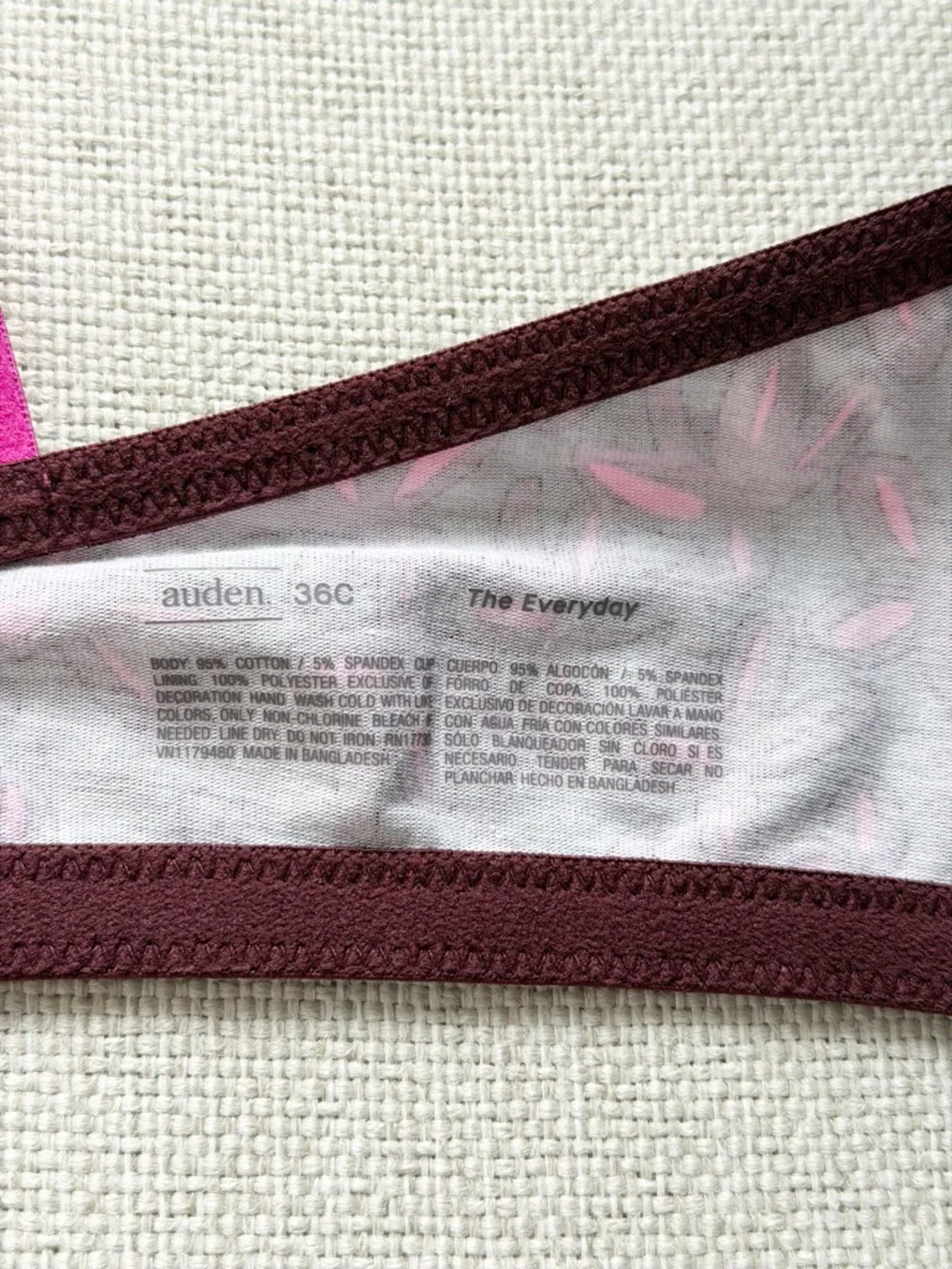 Auden The Everyday Pink Floral Underwire Bra. Women’s Sz-36C T-Shirt | Comfy EUC